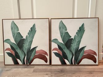 Tropical Leaf Canvas Wall Art Set of 2