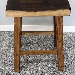 Rustic Backless Wooden Saddle Stool