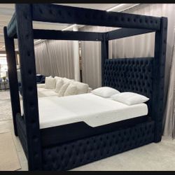 NEW QUEEN AND KING SIZE CANOPY BED WITH PROMOTIONAL MATTRESS AND FREE DELIVERY - BEDROOM FURNITURE SECTIONAL SOFA AND MORE 