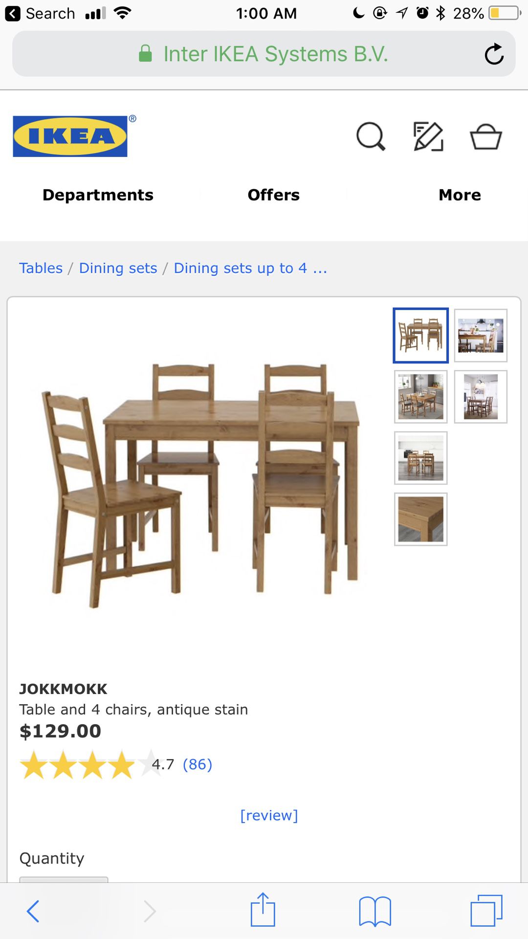 IKEA table and 4 chairs