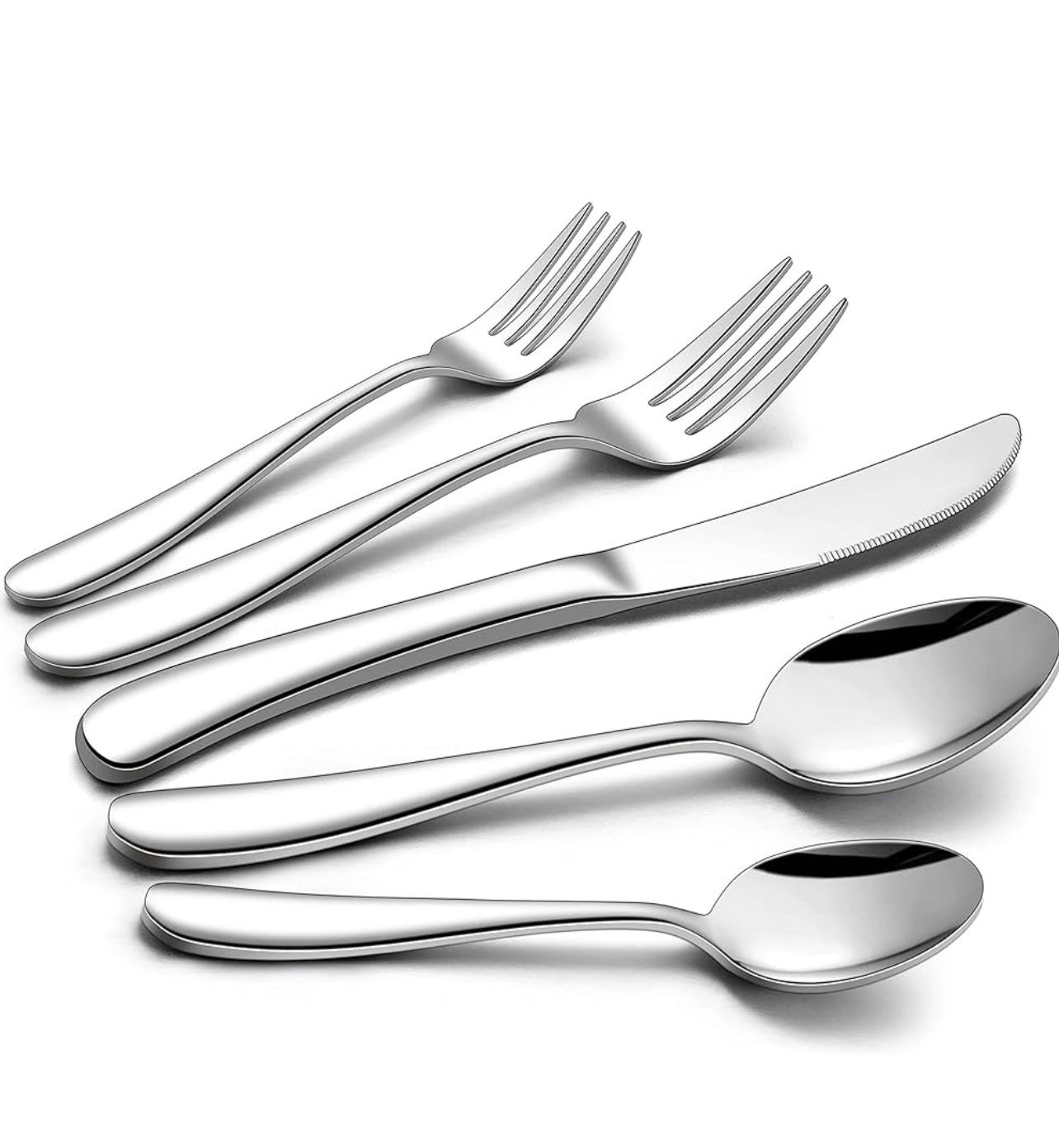 Homikit 60-Piece Heavy Duty Silverware Set, Stainless Steel Flatware Cutlery for 12, Heavy Weight Eating Utensils, Fancy Thick Metal Tableware Include