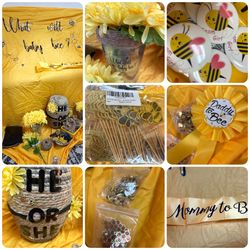 “What Will Baby Bee?” baby shower décor set $19.99