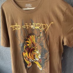 Ed Hardy Tiger Graphic T-Shirt Mocha Brown Size XLarge 