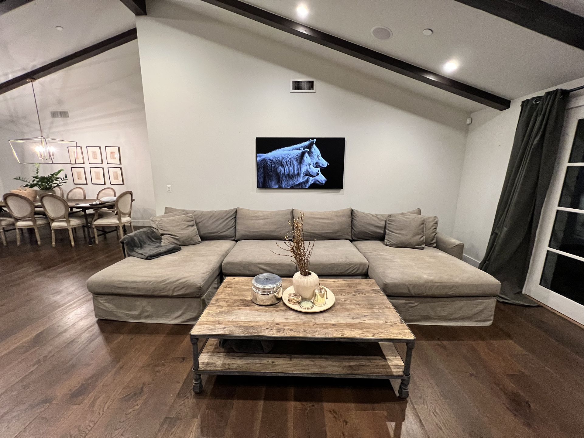 CRATE AND BARREL 3-PIECE SECTIONAL SOFA IN DENIM GRAY