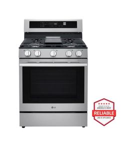 LG 6.3 cu. ft. Smart Wi-Fi Enabled Probake Convection Gas Range with Air Fry & EasyClean. Scratch and Dent. 1 Year Warranty