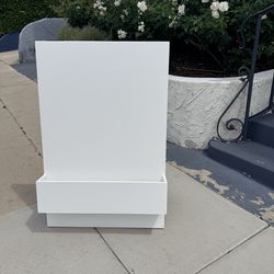 White wooden sign with flower box. Handmade.