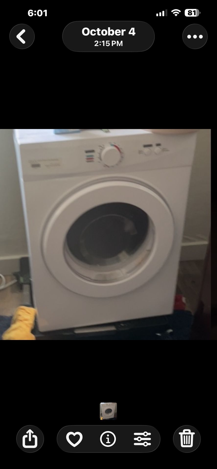Apartment Size Dryer Electric With Window Vent Works Very Well 150 OBO