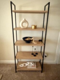 5-Tier Metal and Wood Bookshelf