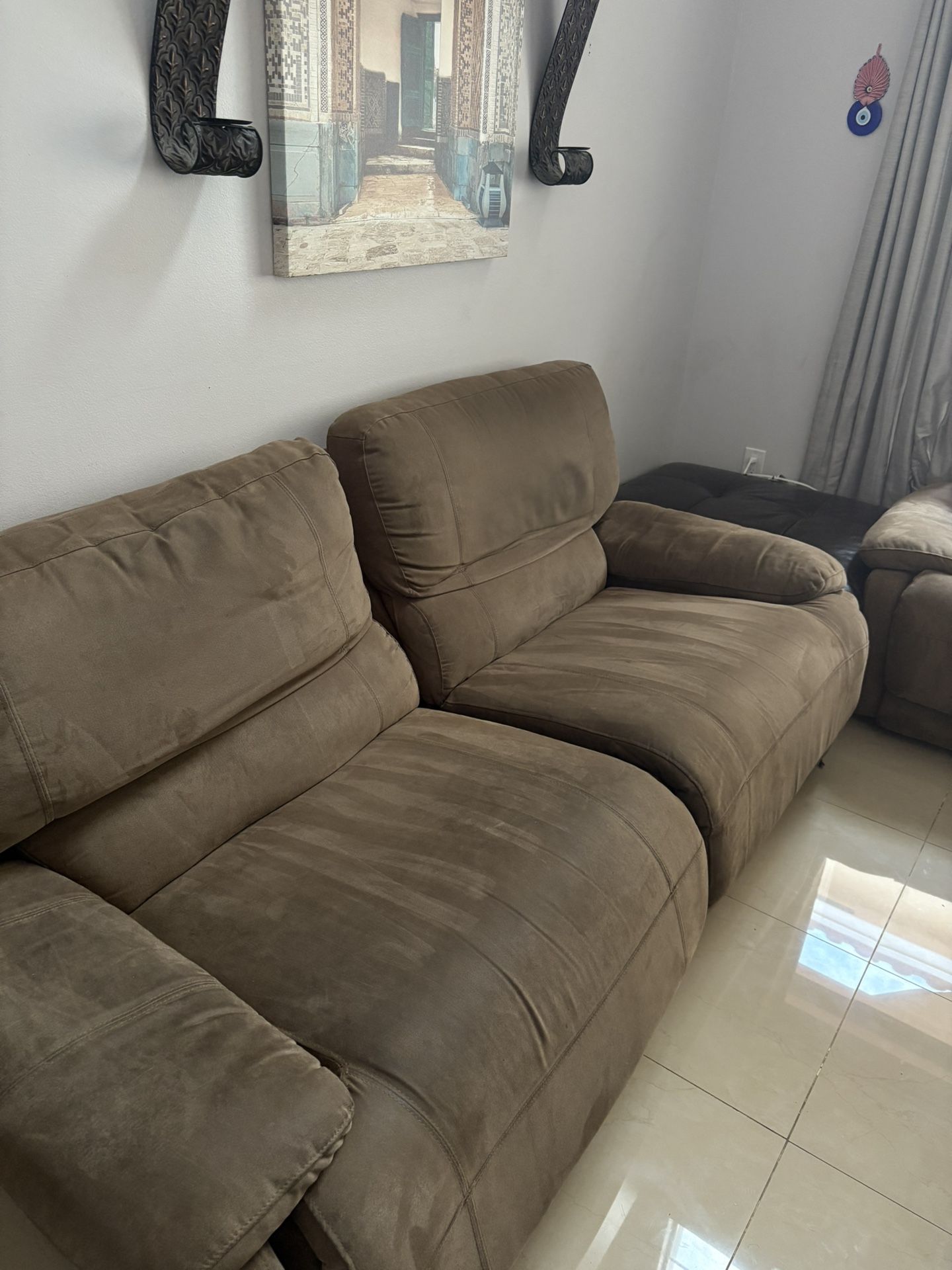 reclining couch with ottoman (read description)