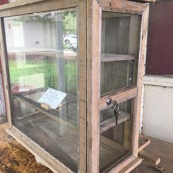 Handcrafted Rustic Display Cabinet.    $195 Cash.    South Austin.  Curlew Drive.   