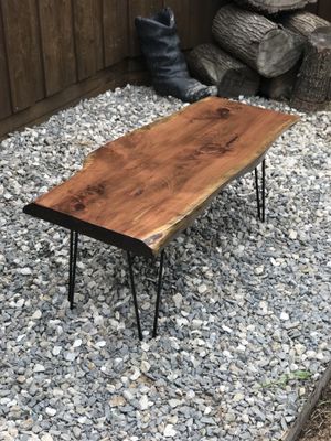 Reclaimed Wood Oak Dining Set Table And Bench Spindle Barade Solid Live Edge Slab Wood Coffee Table Modern Hairpin For In Allen Tx