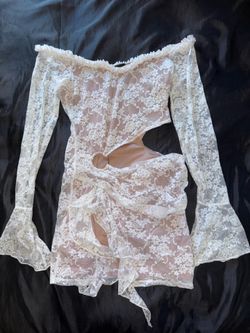 Blanc Clothing White Lace Cutout Mini Dress – Size Small