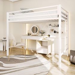 Bed Twin.   Cama alta de metal 