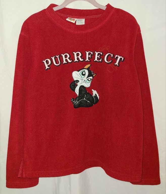 Looney Tunes Purrfect Red Fleece Sweatshirt Size M