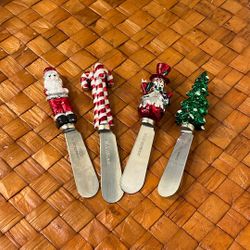 Vintage Metallic Cheese Spreaders Xmas Decor
