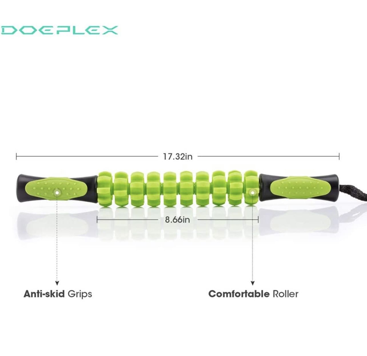 Doeplex Muscle Roller Massage Stick for Athletes, 17.5" Body Massager Soreness, Cramping Pain & Tightness Relief Helps Legs & Back Recovery Tools, Tra