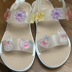 Chaoties Girl Jelly Sandals Size 11/12 with Glitter Charms