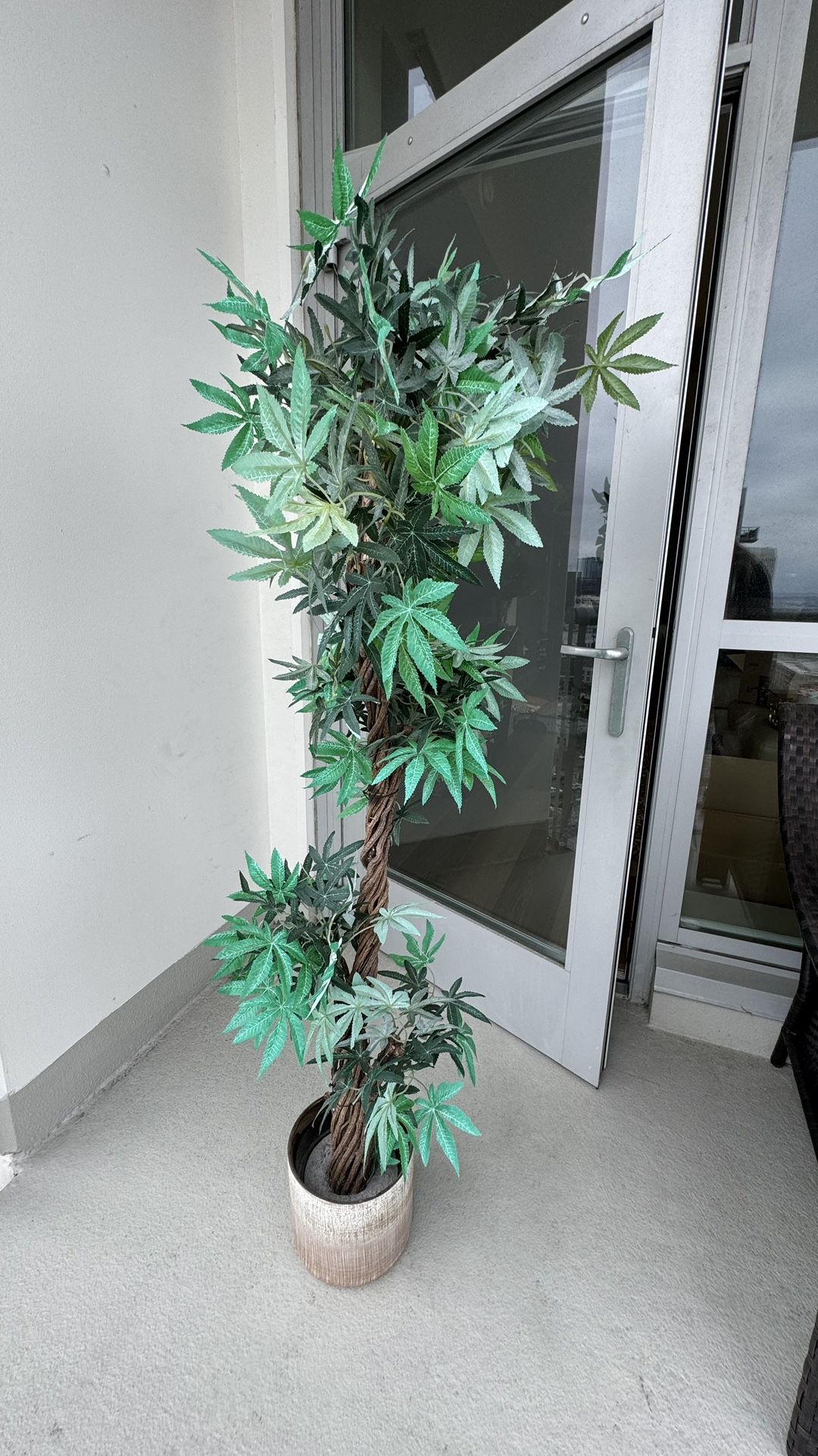 Large Faux Plant W/ Luxury Gold Planter