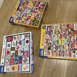 3 Pack White Mountain Collage Style 1000 Piece Puzzles