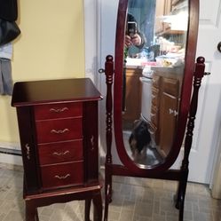 Stand Up Jewelry Box And Matching Mirror
