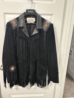 Men’s Vintage Lariat Beaded Fringes Leather jacket- Blazer