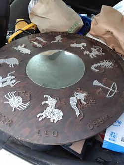 Zodiac Nail Art Round Wood Mirror