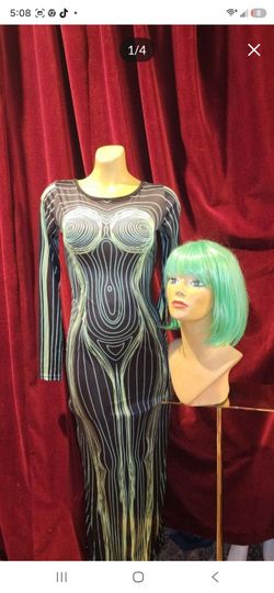 Dress & green wig stretch fabric!
