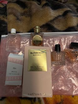 Burberry goddess, Burberry her, Prada and Valentino mini size dabbing perfume
