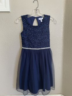 Girls Size 12 Blue & Silver Holiday Dress BRAND NEW