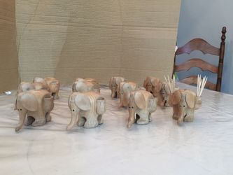 12 Wooden Toothpicks Elephants 