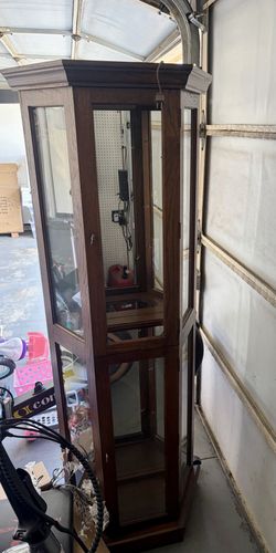 Vintage wood display cabinet brown