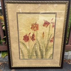Large Framed 26 x 32 Red Flower Floral Artwork Picture Painting Print
