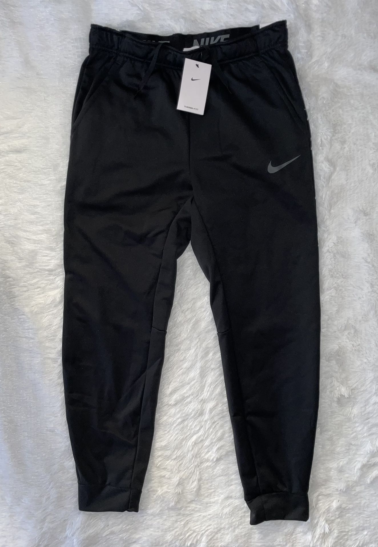 New Nike Mens Therma Fit Tapered Pants Size Medium Black Polyester