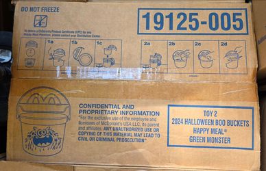 Sealed case of 2024 McDonald's Halloween Boo Buckets ~ Green Monster 108-ct