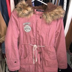 Z&I pink fur winter coat size small for sale  