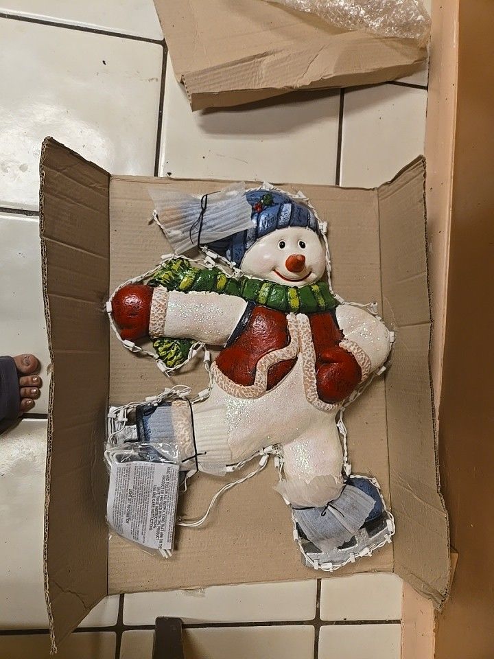 Vintage Snowboarding/ Sledding Snowman Decorations