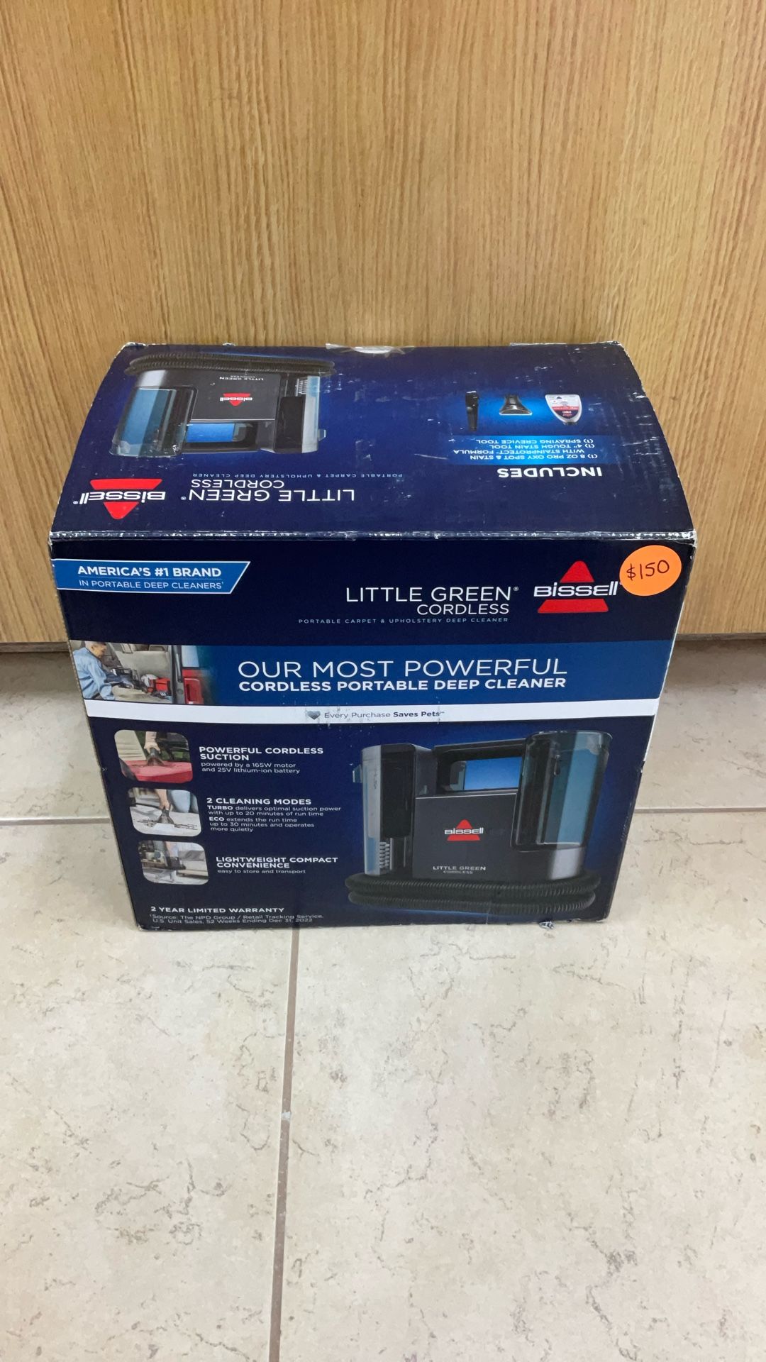 BISSELL LITTLE GREEN CORDLESS PORTABLE CARPET & UPHOLSTERY DEEP CLEANER.