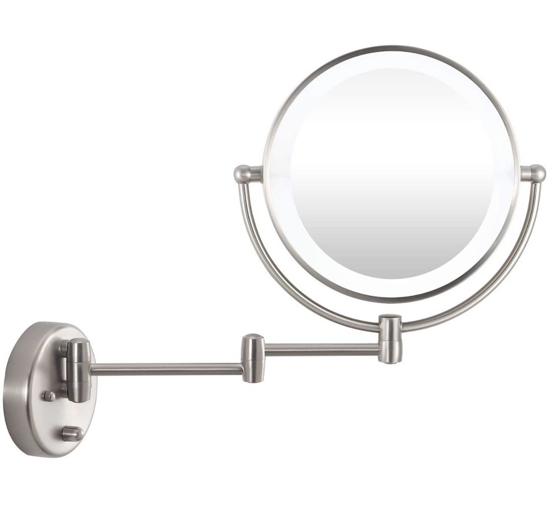 9” LED Lighted Makeup Vanity Magnification Mirror, Swing Arm Wall Mounted with Swivel Double Sided!