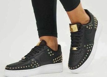 Nike Air Force 1 07 XX GOLD Studded Black White AR0639 001 Women's 8.5 Shoes