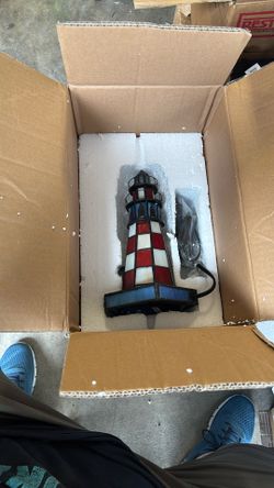 New Stain Glass Light House Lamp