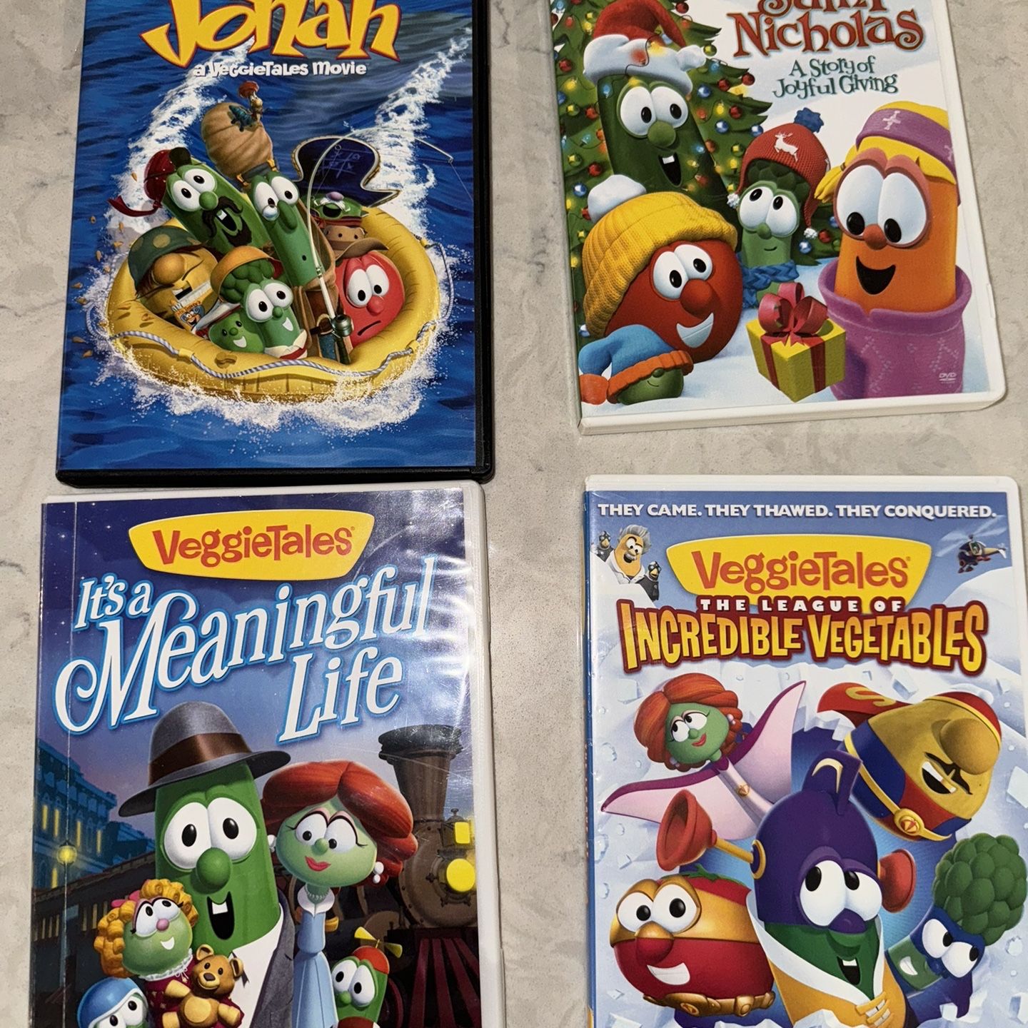 Bundle of FOUR VeggieTales DVDs: Jonah, Saint Nicholas and More