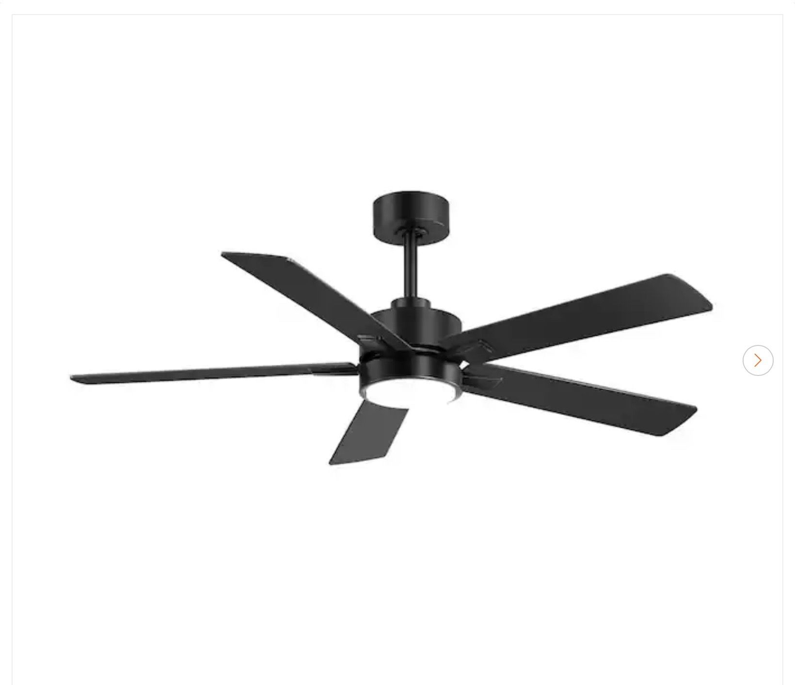 Breezary Charlie 52 in. Integrated LED Indoor All-Black Ceiling Fan with Light - Bew
