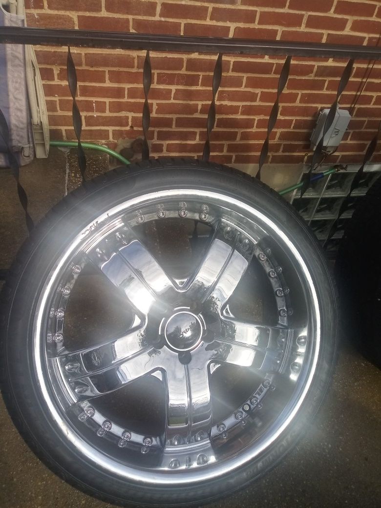 22 Inch chrome rims and tires
