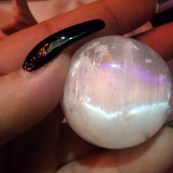 Selenite Sphere With Mermaid Holder
