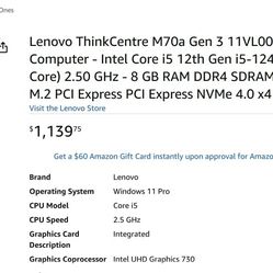 New Lenovo ThinkCentre AIO Touchscreen Desktop - FAST i5, 8GB RAM, 256 SSD! Perfect for Home/Office/School