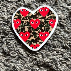 A Bathing Ape X Comme Des Garçons PLAY Camouflage Heart Sticker