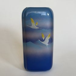 Vintage Flying Cranes Japanese Modern Ceramic Vase