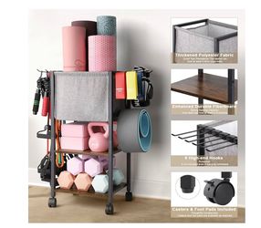 Yoga Mat Storage Rack Home Gym Equipment Workout Equipment Organizer Yoga Mat Holder for Dumbbell,Kettlebell and More Gym Accessories Gym Essentials W
