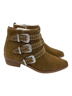 Aqua Blane studded buckle suede almond toe booties women’s Size 6.5M