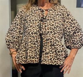 Leopard Print Blouse with Bow Tie